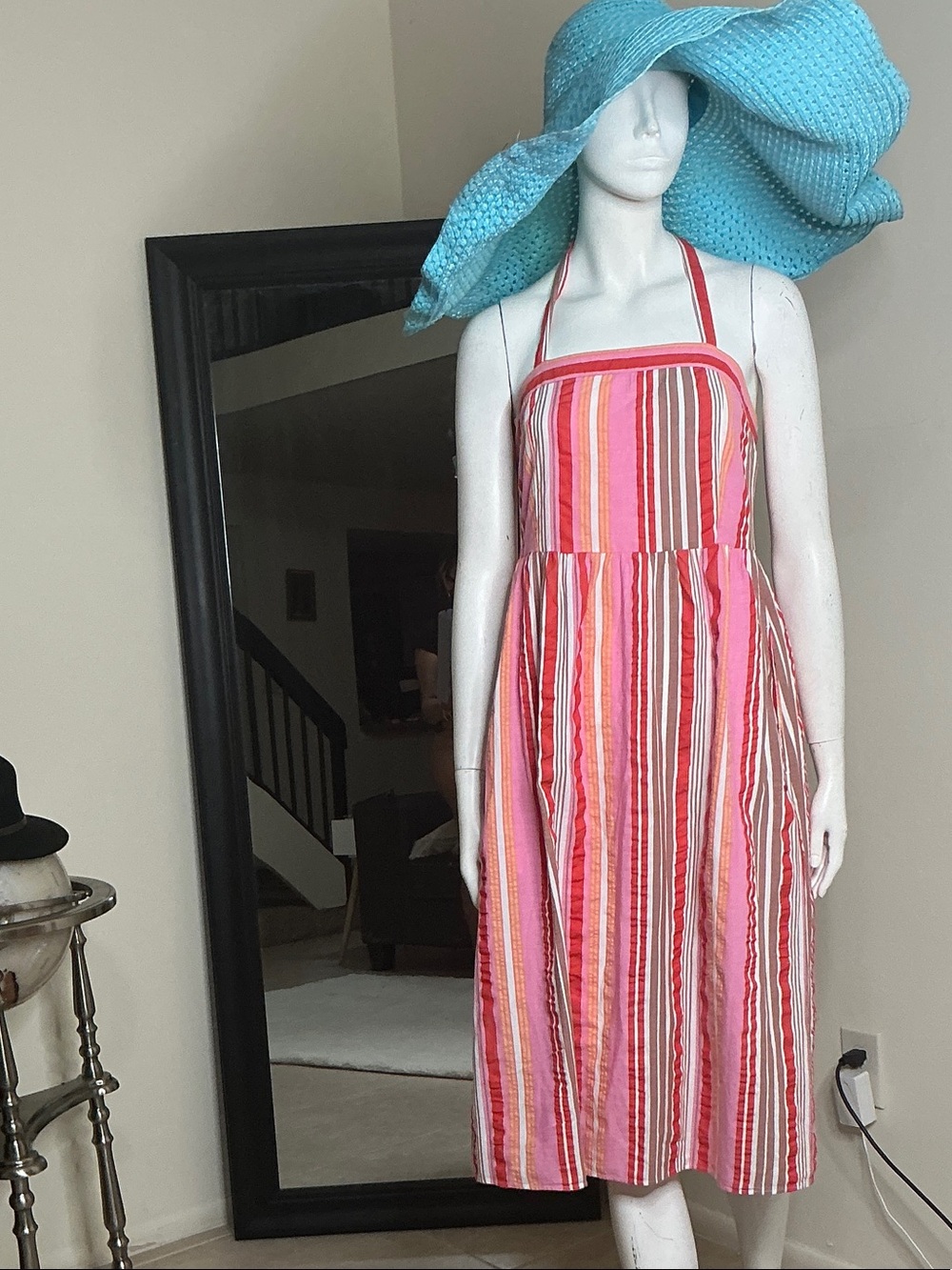 Striped Pink Halter Sundress by LOFT